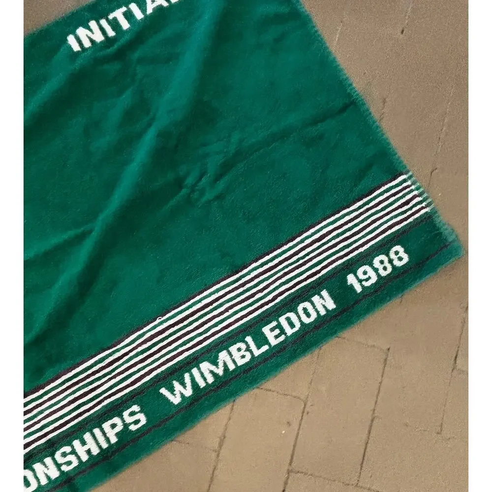 Vintage 1988 Wimbledon Championship Green Tennis Towel